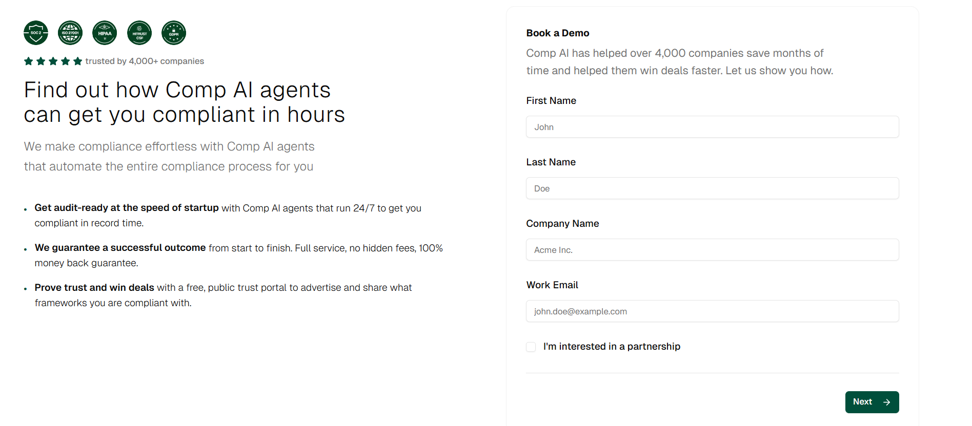 Comp AI pricing information