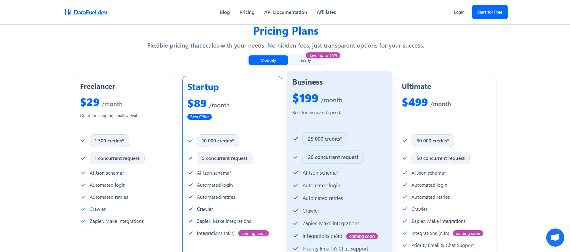 DataFuel pricing information