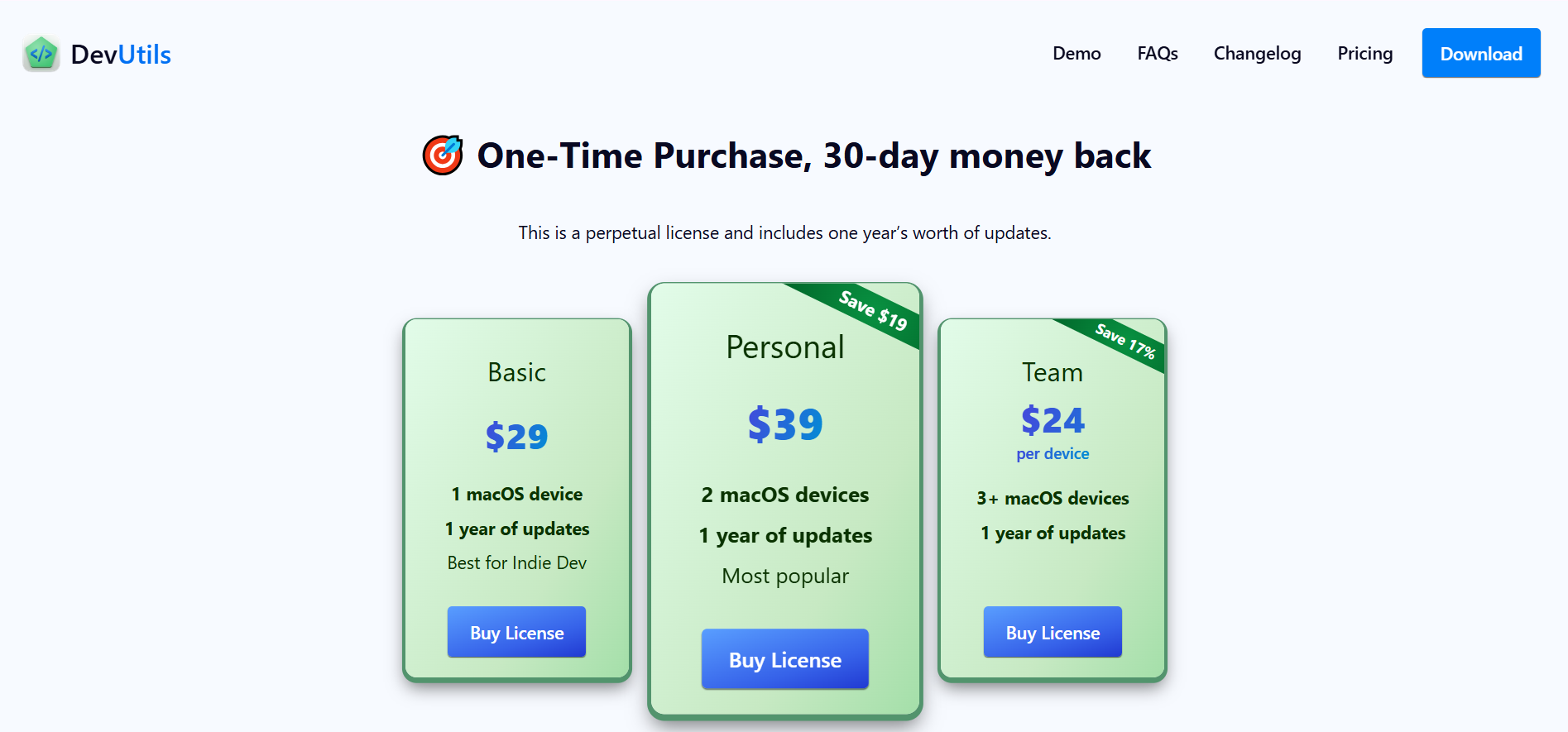 DevUtils Pricing - Perpetual license pricing information