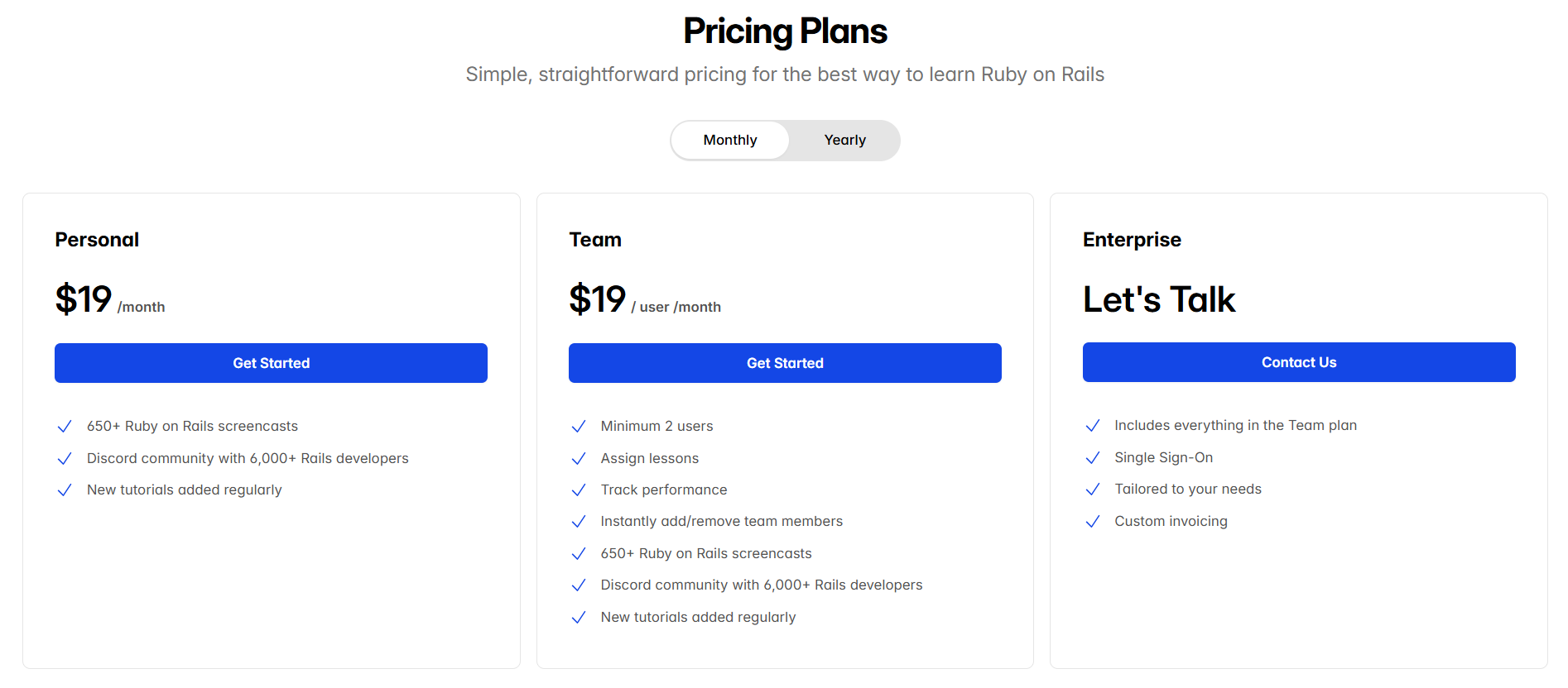 GoRails pricing information