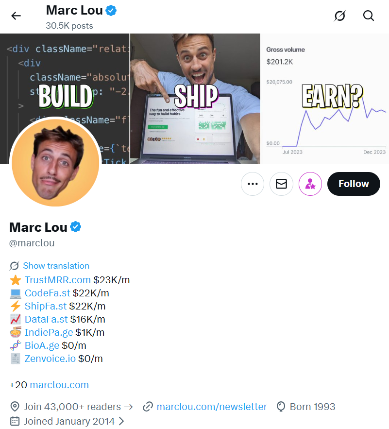 Marc Lou - IndiePage founder and serial maker