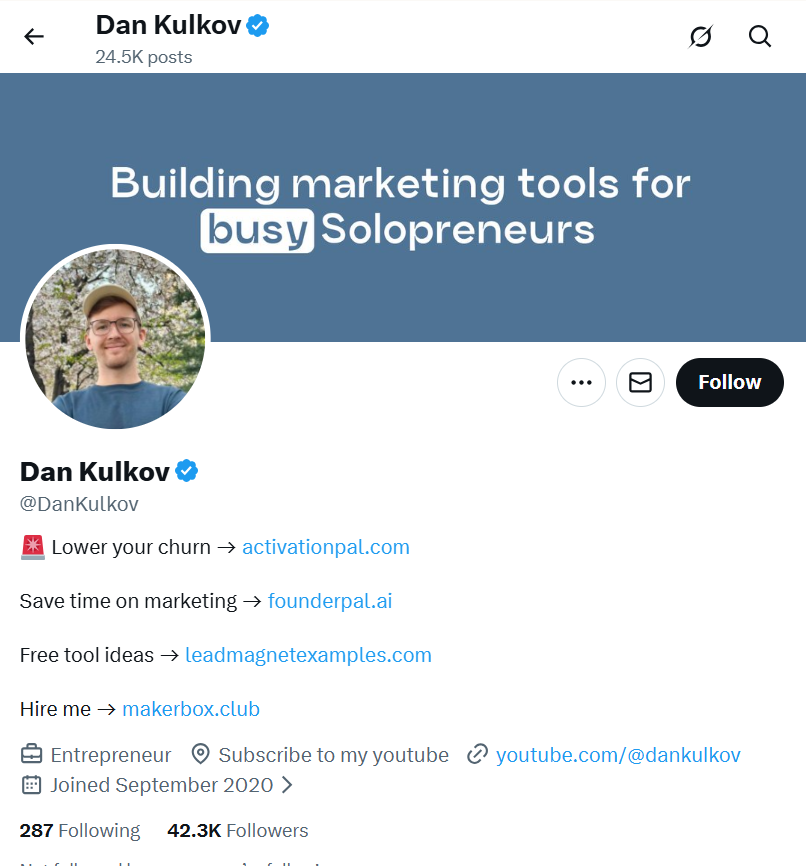 Dan Kulkov - Lead Magnet Examples founder and indie hacker