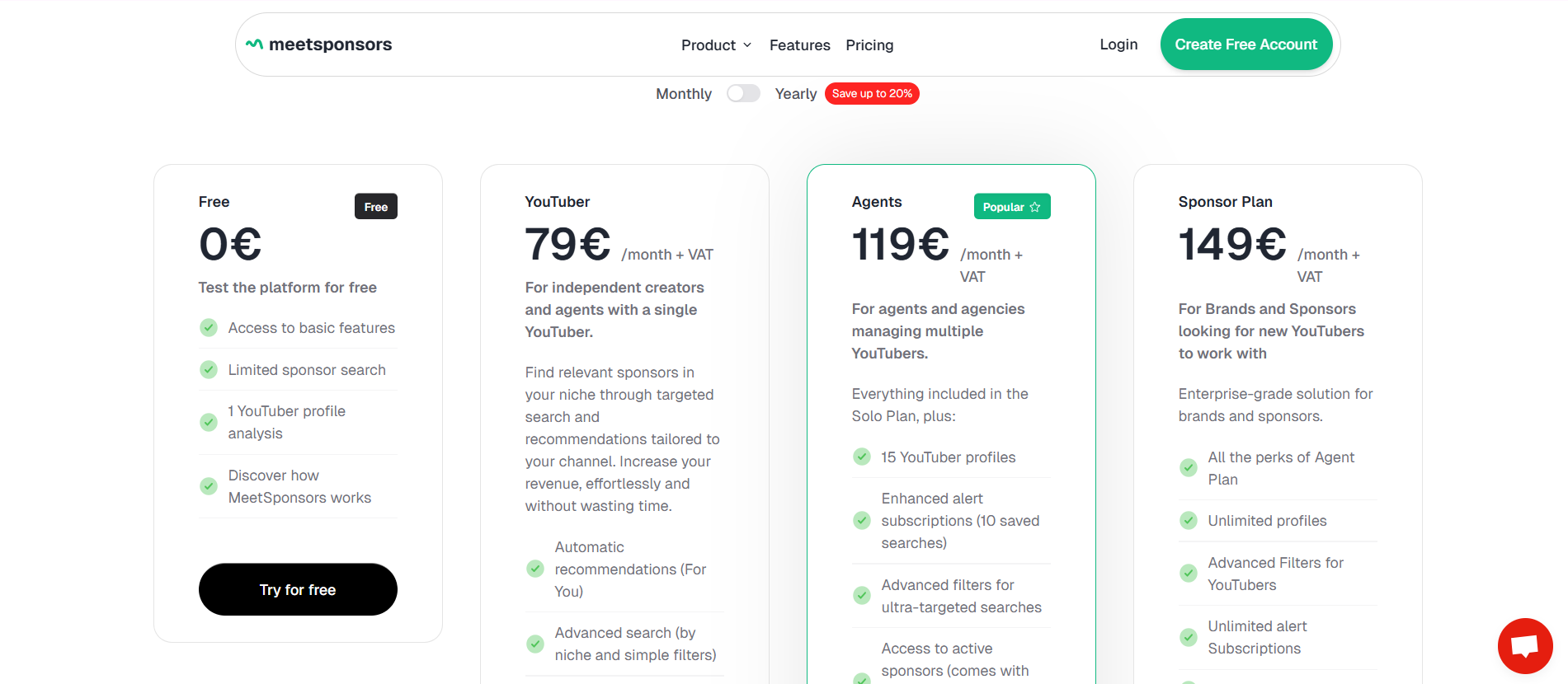 MeetSponsors pricing information