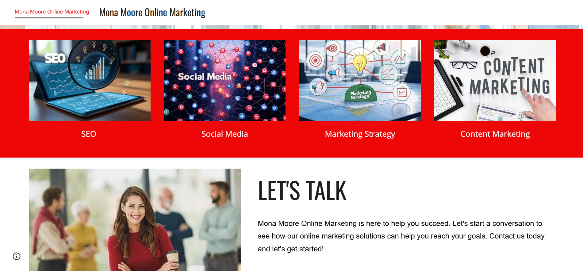 Mona Moore Features - Holistic SEO audits, content marketing, and reputation management