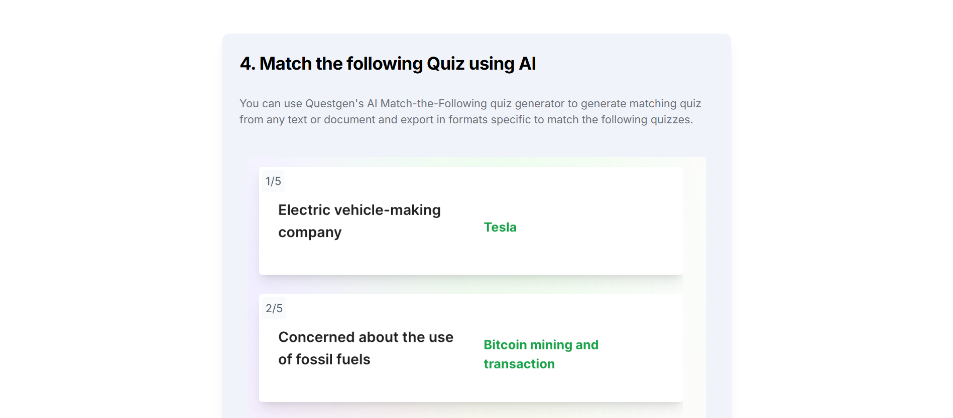 Questgen Key Features