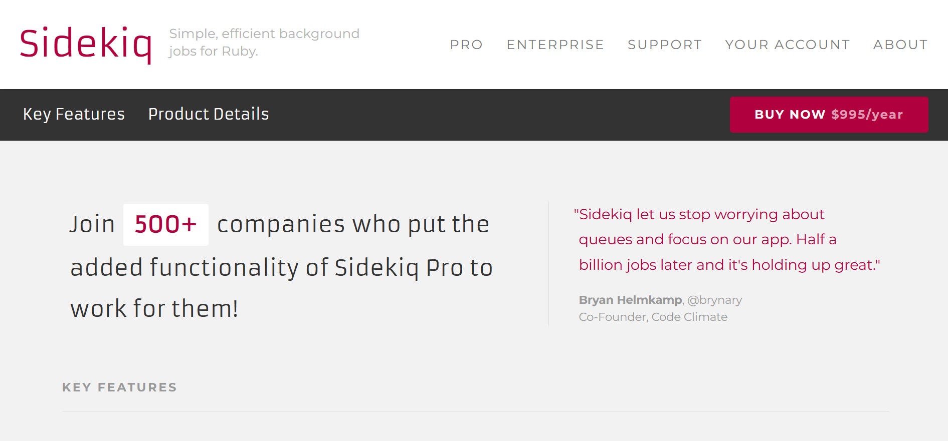 Sidekiq Pricing - Open Source, Pro, and Enterprise tiers