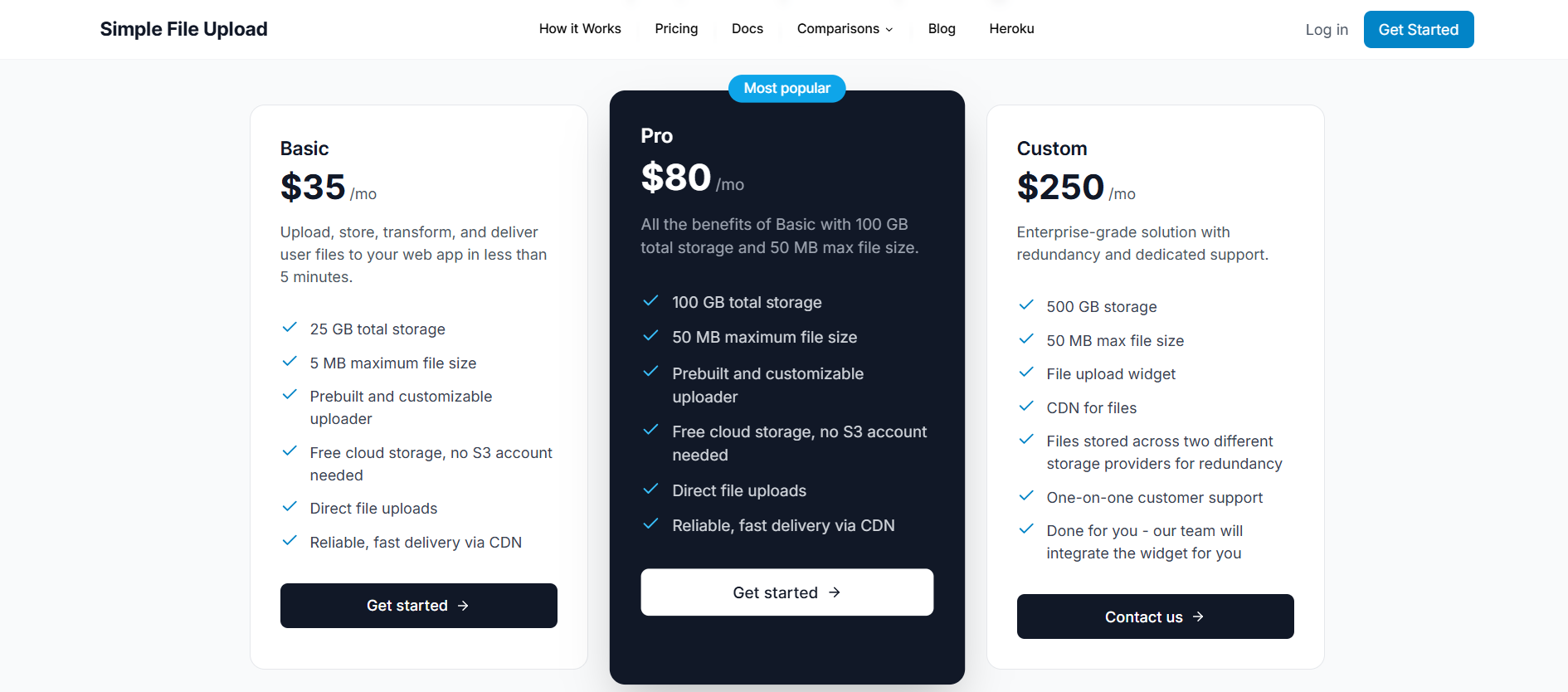 Simple File Upload pricing information
