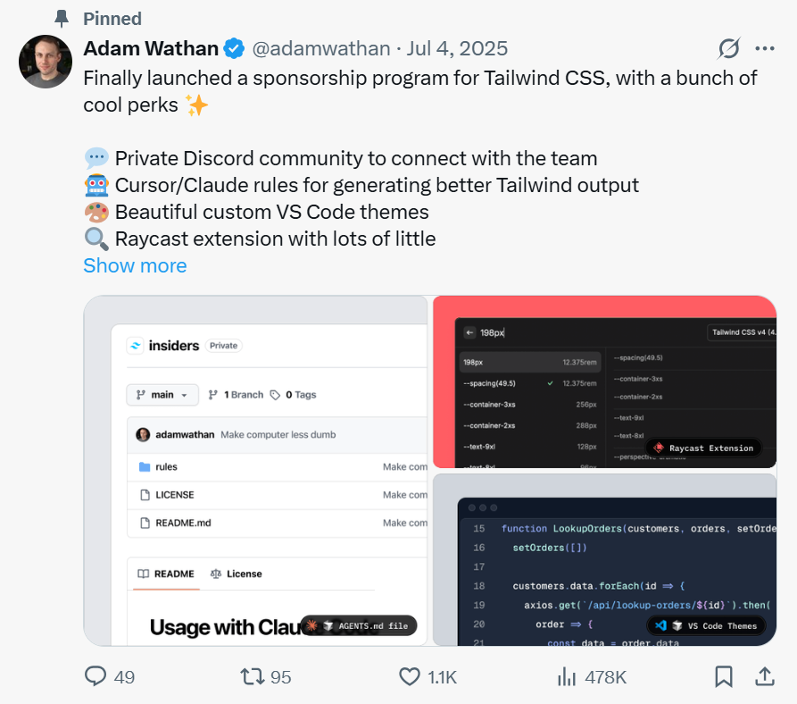 Tailwind Plus creator Adam Wathan