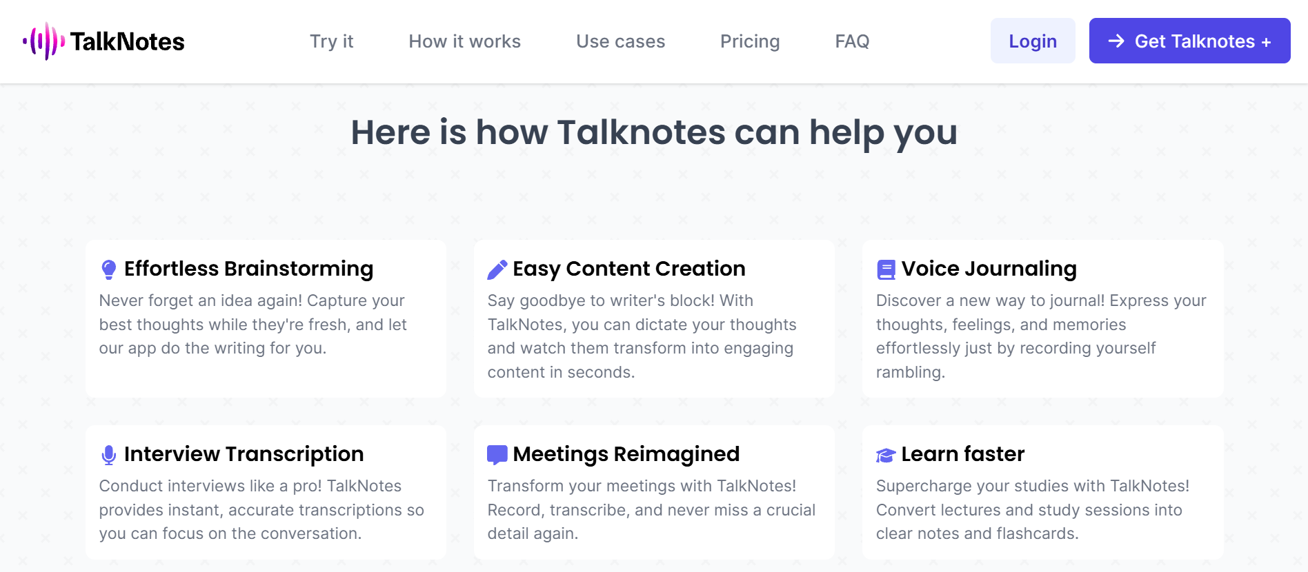 TalkNotes Key Features