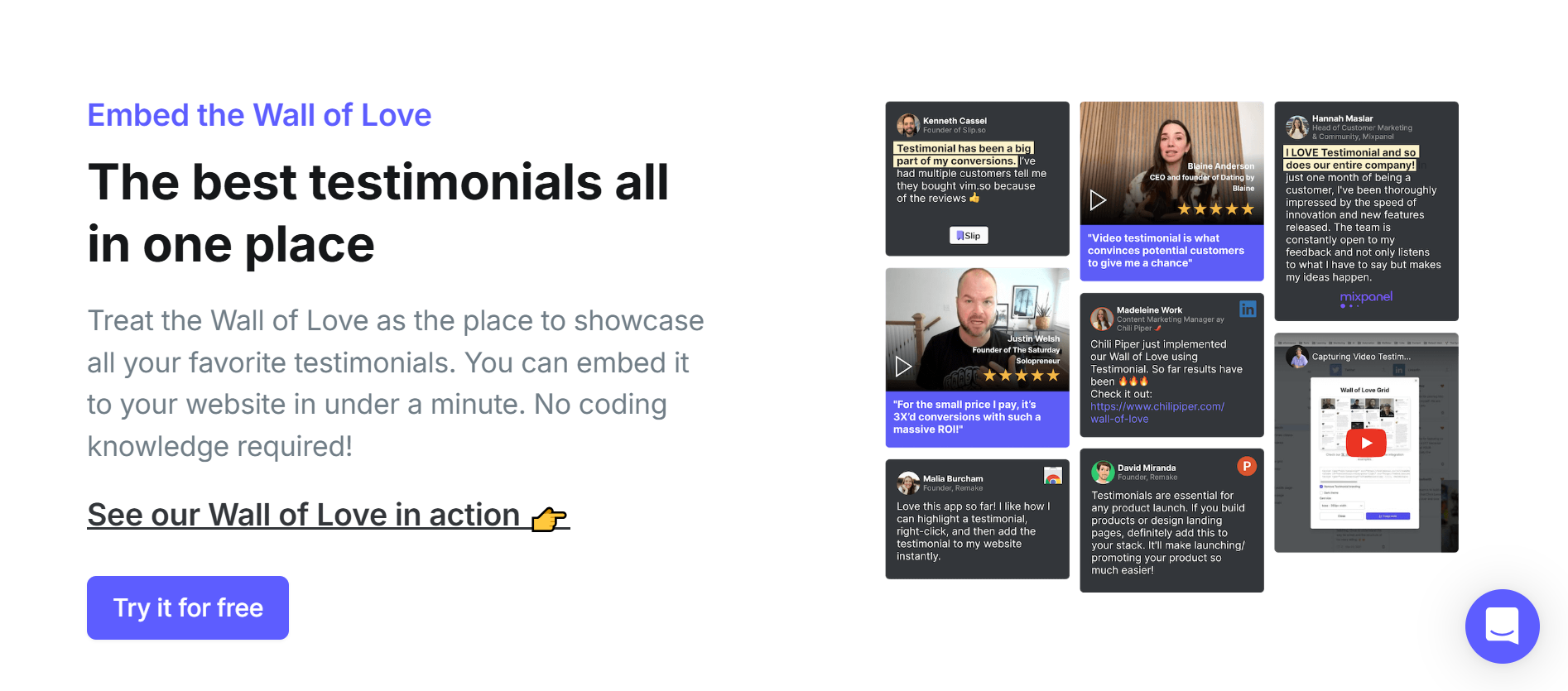 Testimonial key features overview