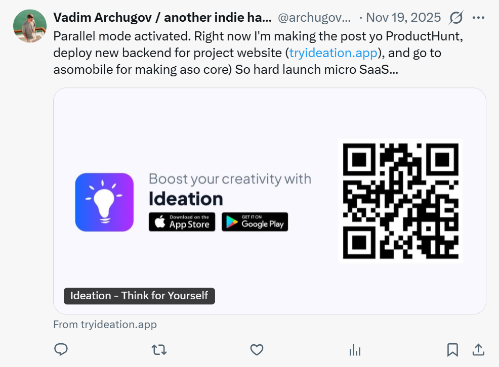 TryIdeation Founder - Built by indie makers for deep thinkers